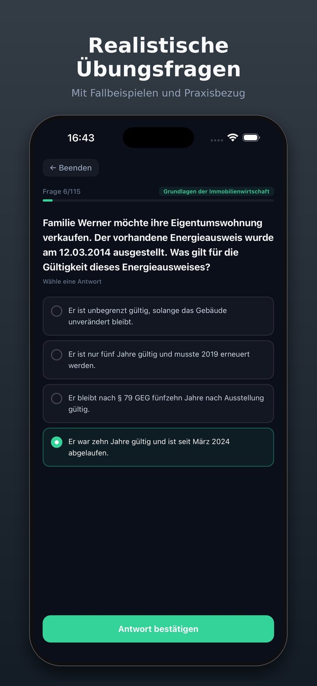Übungsfrage in der App